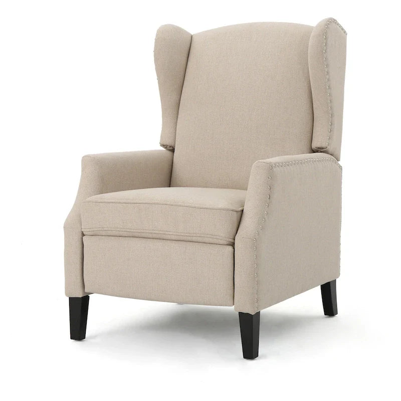 Gestoffeerde fauteuil met vleugelrugleuning en kantelmechanisme, klassieke stijl, blikvanger voor de woonkamer