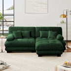 L-vormige loveseat, hoekbank van chenille met lendenkussens