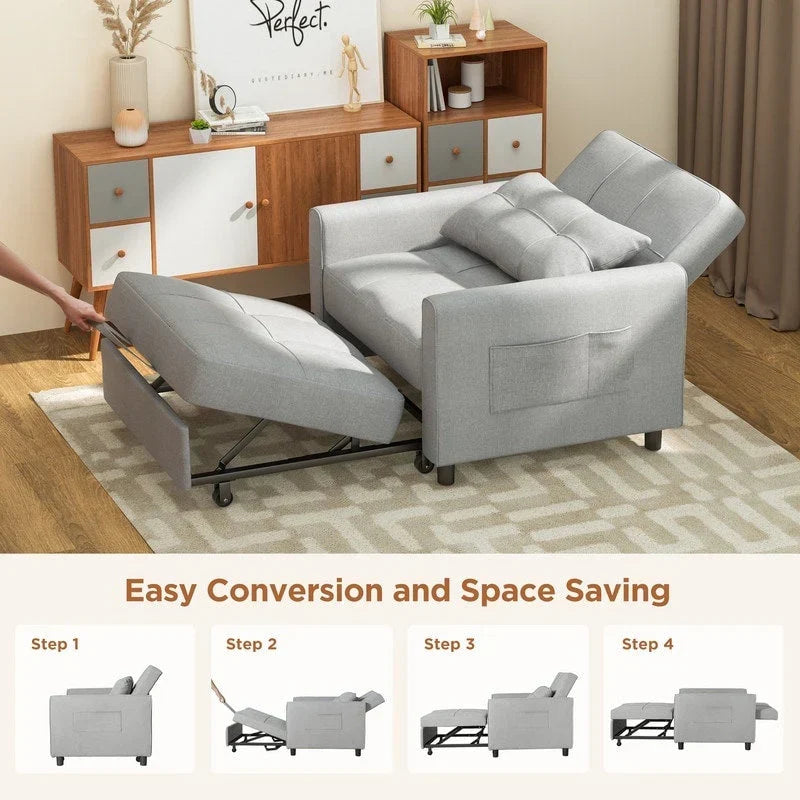 Canapé-lit convertible 3 en 1 avec réglage ajustable, fauteuil-canapé avec lit escamotable, lit pliant convertible pour le salon