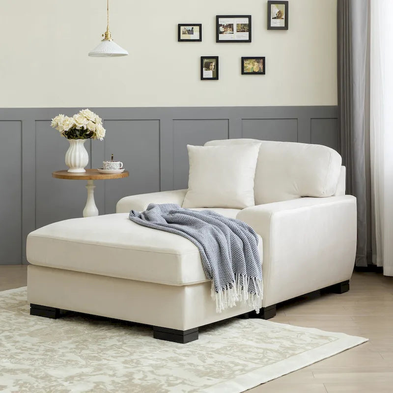 Modernes übergroßes Chaiselongue-Schlafsofa im Mid-Century-Stil mit Kissen