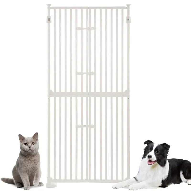 Unipaws extra hohes Haustiergitter für Katzen, 74 Zoll hoch, mit Türen und Verriegelungen