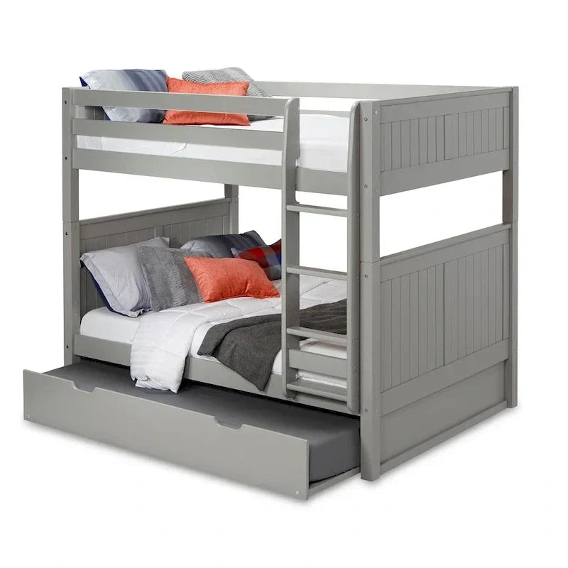 Camaflexi Etagenbett in Full-Größe mit zwei Full-Betten und ausziehbarem Twin-Bett - Paneel-Kopfteil