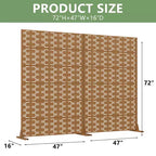 MAYEERTY Brick 01 Brown Galvanized Steel Room Divider, 72x47x16, 6-Piece Double-Sided Rustproof Privacy Screen