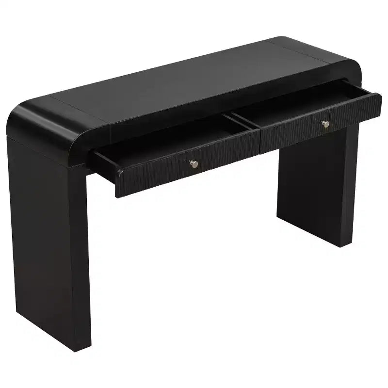 Console rustique Whisen, table d’entrée et table d’appoint avec façade de tiroir cannelée