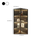 Vitrine d'angle moderne en métal et bois gris avec porte vitrée