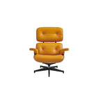 Moderne leren loungestoel met armleuningen, mid-century-stijl