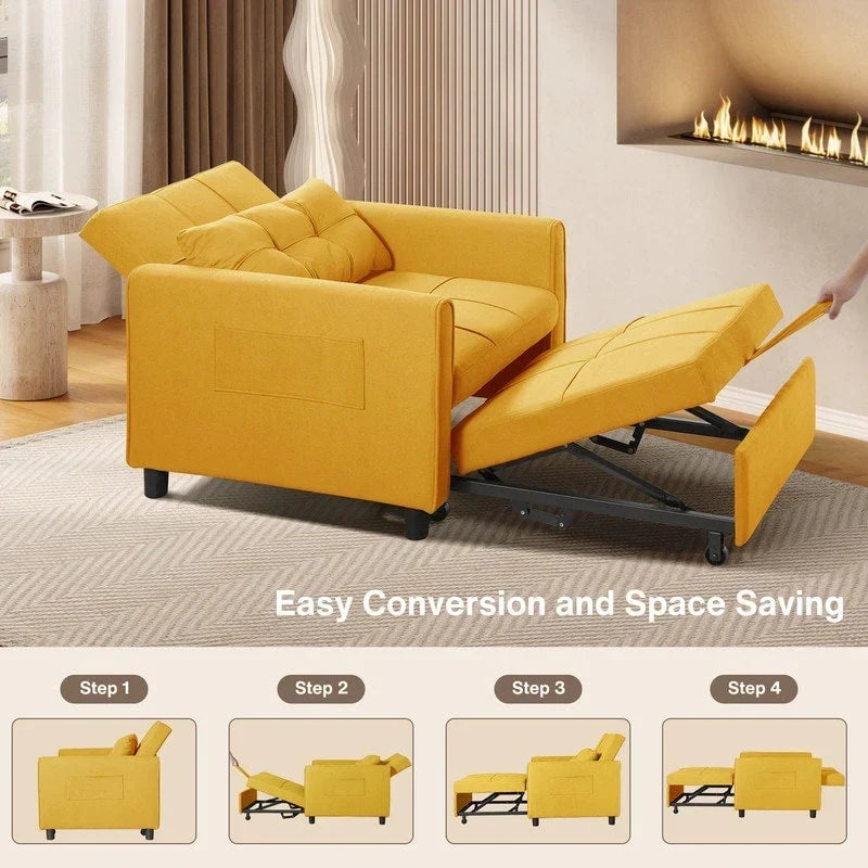 Canapé-lit convertible 3 en 1 avec réglage ajustable, fauteuil-canapé avec lit escamotable, lit pliant convertible pour le salon