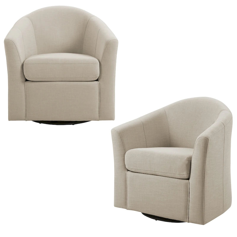 Set aus 2 modernen gepolsterten Dreh-Clubsesseln als Akzentstühle fürs Wohnzimmer