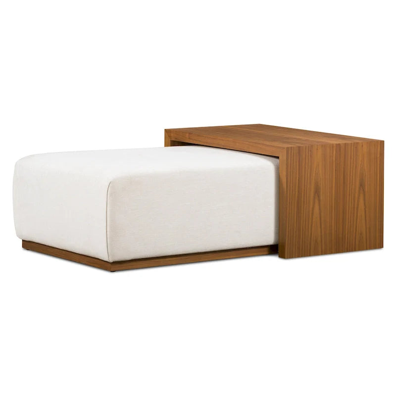 Poly & Bark Jarmo-voetenbank met verstelbare tafel van walnoothout - Italiaans volnerfleer
