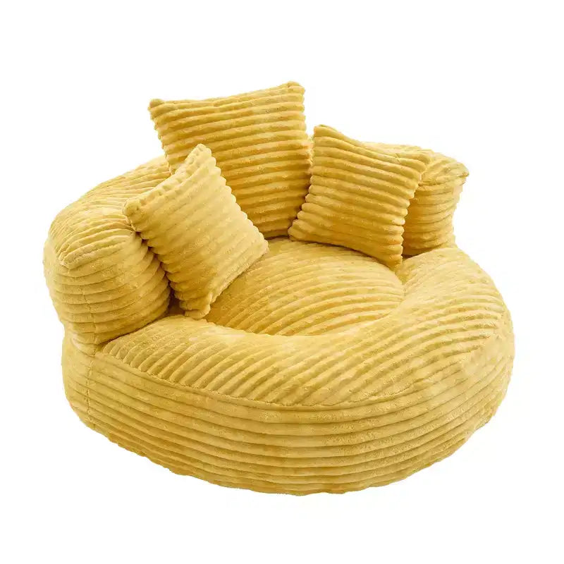 Sofa typu bean bag dla dorosłych i dzieci, duży fotel typu bean bag z sztruksu, 3 poduszkami i podłokietnikami do salonu lub sypialni