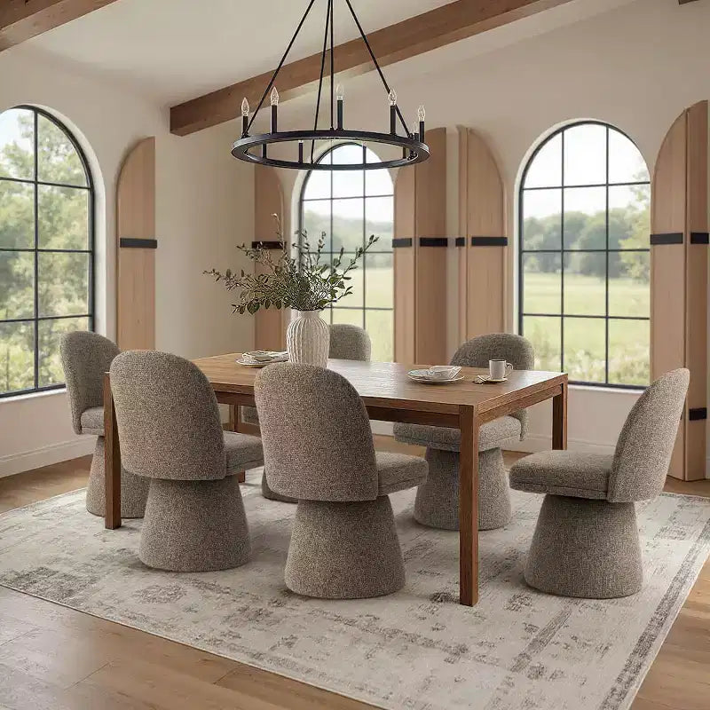 Set aus 6 modernen, um 360° drehbaren Esszimmerstühlen ohne Armlehnen mit säulenförmigem Fuß, elegante Akzentstühle für Küche, Esszimmer oder Büro-Panipeachy