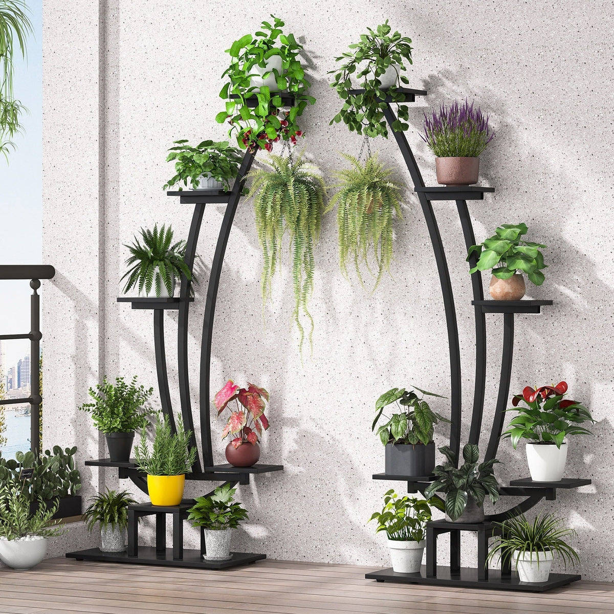 Pflanzenständer für Innenräume, sechsstufiges Blumenregal für Haus und Garten - 2er-Set