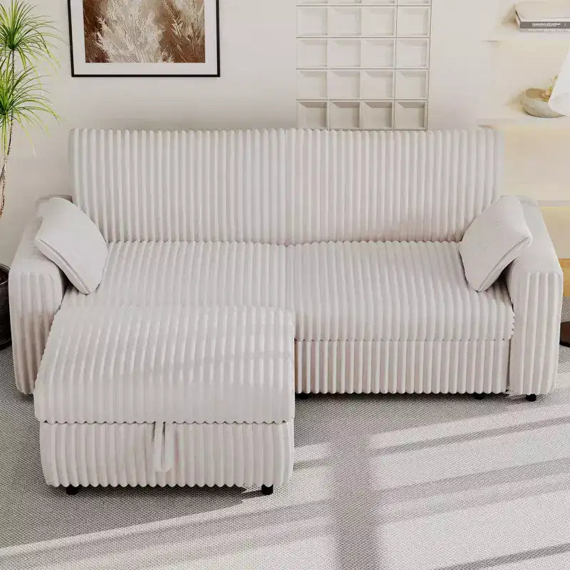 Dyonery modulaire hoekbank van ribfluweel met afneembare, wasbare hoezen