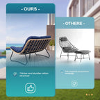 Dubbele papasan-loveseat met kussen, weerbestendig PE-rotan en metalen frame voor binnen en buiten