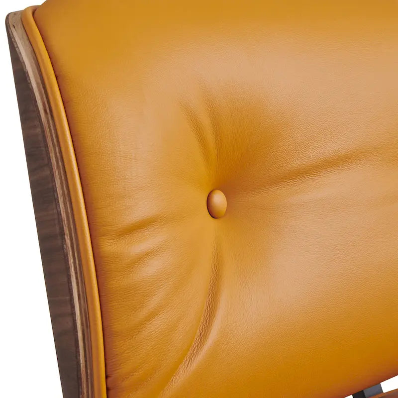 Moderne leren loungestoel met armleuningen, mid-century-stijl