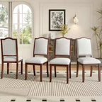 Ensemble de 4 chaises de salle à manger de style champêtre avec dossiers hauts et assises rembourrées