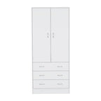 Armoire moderne à deux portes de 19 avec 3 tiroirs et 1 tringle à vêtements pour chambre