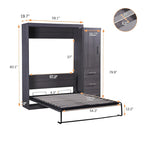 Grijs opklapbaar wandbed met kledingkast en 3 laden, tweepersoonsbed/eenpersoonsbed, voor 1 persoon