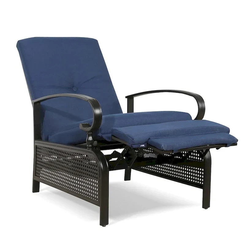 Verstelbare relaxfauteuil voor terras, loungebank met kussen - 38 (D) x 26.5 (W) x 38.5 (H) INCH