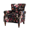 Araceli traditionele houten fauteuil met bloemenstof, hoge rugleuning met vleugels en siernagels| ART OF LIVING DESIGNS