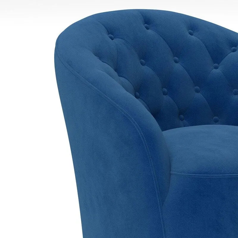 Lot de 2 fauteuils tonneaux modernes pivotants à 360 degrés, revêtement en velours et dossier capitonné à boutons SEYNAR