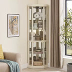 Eckvitrine mit Glastüren und Einlegeböden, Eckvitrine fürs Wohnzimmer