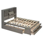 Queen-Size-Platformbett mit Ablage und 8 Schubladen, einfacher Aufbau