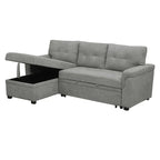 Canapé d’angle convertible et réversible avec lit escamotable, méridienne avec rangement dissimulé et pieds robustes