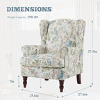 Erommy moderne fauteuil, fauteuil met hoge rugleuning, gestoffeerde eenzitsbank met knopen en houten poten voor de woonkamer