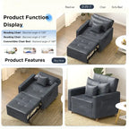 Fauteuil-lit réglable convertible 3-en-1, plusieurs couleurs, pour 1 personne