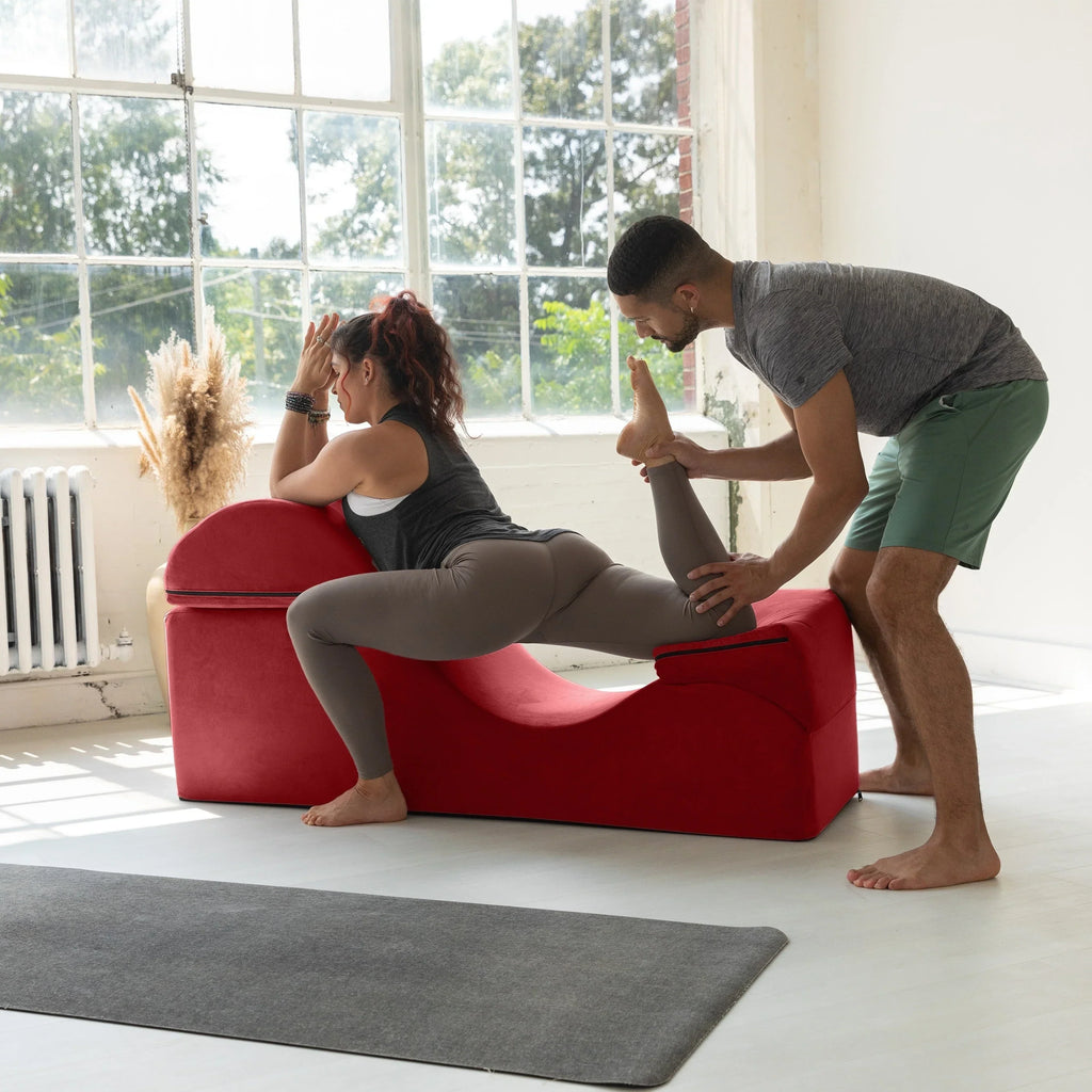 Avana Kami verstelbare chaise longue / voor yoga en massage - 2-in-1 poef met verborgen uitklapbare yogaloungestoel, microfluweel - N/A
