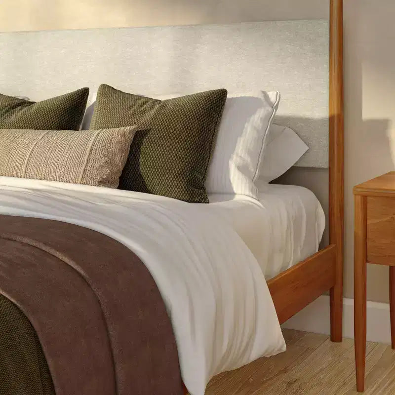 Harbor hemelbed voor kingsize bedden met gestoffeerd hoofdbord, blond/Swiss Coffee (MD2411-01)
