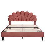 Letto matrimoniale imbottito in velluto floreale con piattaforma