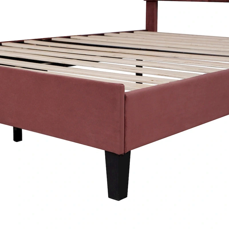 Letto matrimoniale imbottito in velluto floreale con piattaforma
