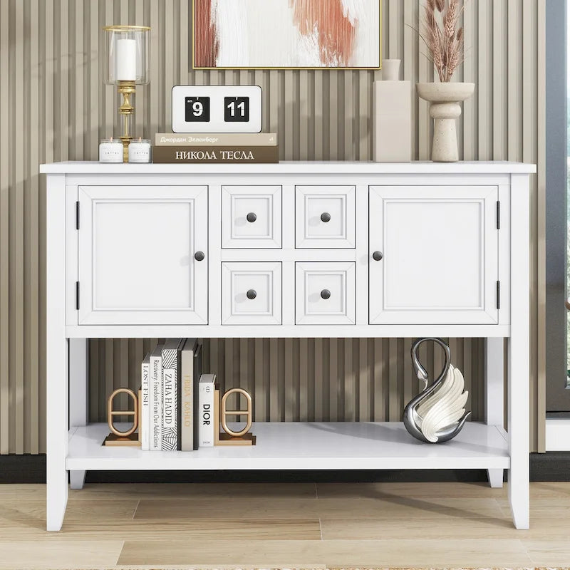 Tavolo Consolle Retrò con Cassetti e Ante – 38 x 117 x 86 cm