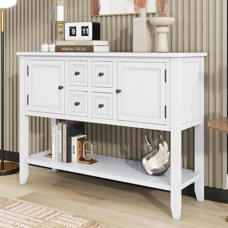Tavolo Consolle Retrò con Cassetti e Ante – 38 x 117 x 86 cm