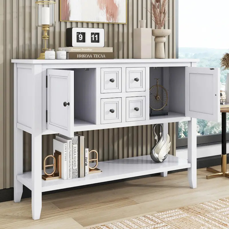 Tavolo Consolle Retrò con Cassetti e Ante – 38 x 117 x 86 cm