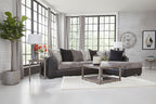 American Furniture Classics Casual Comfort Charcoal and Black, L Shaped Sectional Sofa with 8 Back Pillows and 2 Accent Pillows