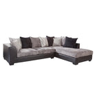 Divano sezionale a L con chaise longue, antracite e nero