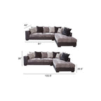 Divano sezionale a L con chaise longue, antracite e nero