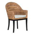 Sedia laterale in rattan e abaca intrecciati con cuscino rimovibile