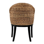 Sedia laterale in rattan e abaca intrecciati con cuscino rimovibile