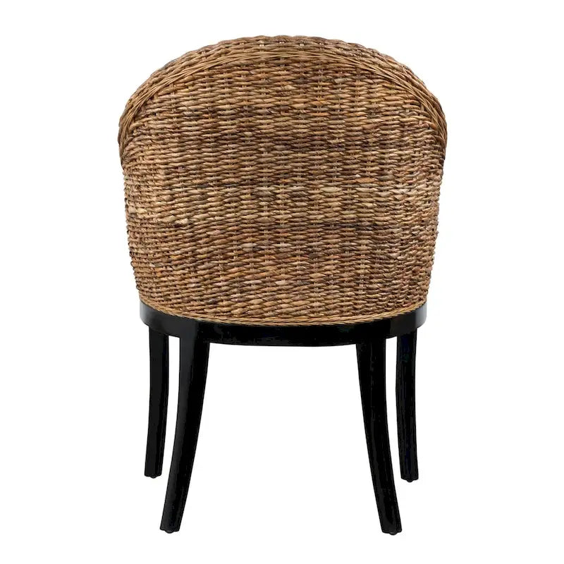 Sedia laterale in rattan e abaca intrecciati con cuscino rimovibile