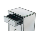 Comodino a 1 cassetto a specchio con bordo in legno