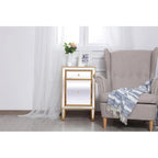Comodino a 1 cassetto a specchio con bordo in legno