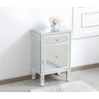 Comodino a 1 cassetto a specchio con bordo in legno