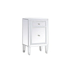 Comodino a 1 cassetto a specchio con bordo in legno