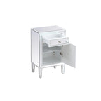 Comodino a 1 cassetto a specchio con bordo in legno