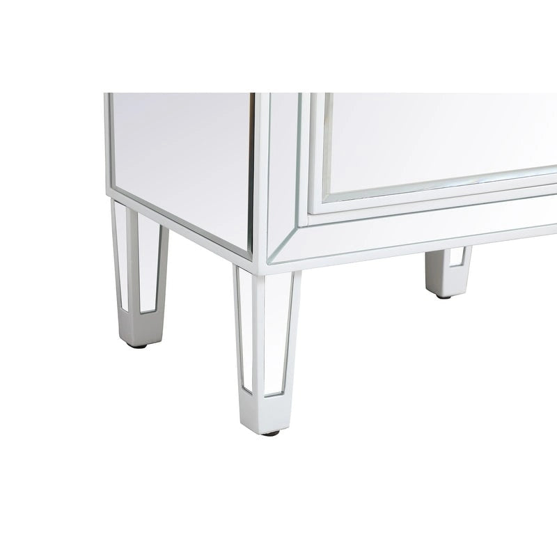 Comodino a 1 cassetto a specchio con bordo in legno