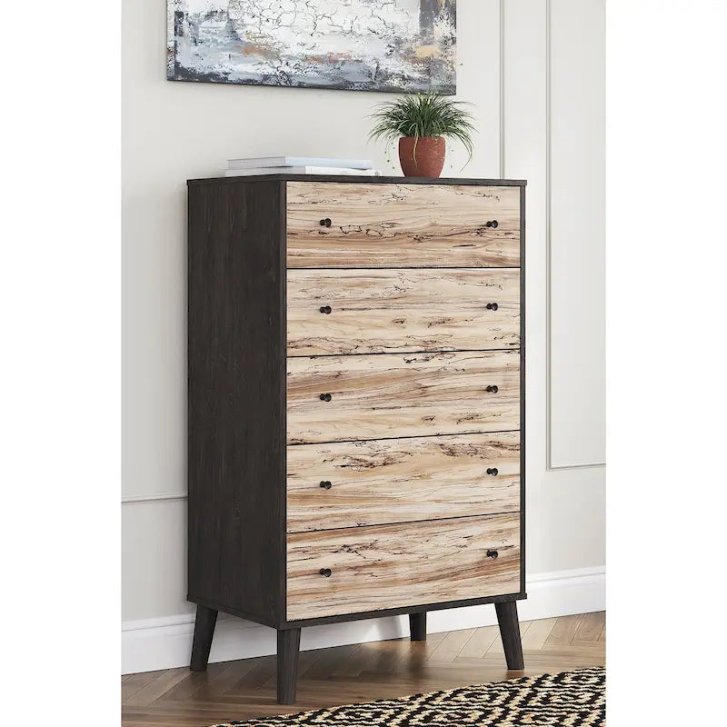 Cassettiera bicolore con cassetti a scorrimento fluido